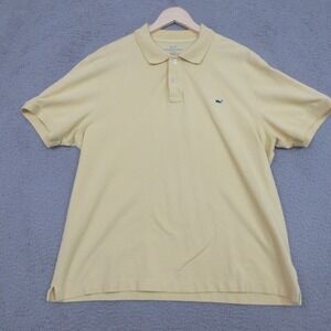 Vineyard Vines Golf Shirt Men L Yellow Polo Logo Cotton Performance Golf Casual